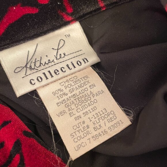 Vintage Kathie Lee Collection Burgundy & Black Button-Down Velour Blouse Small - Picture 2 of 4